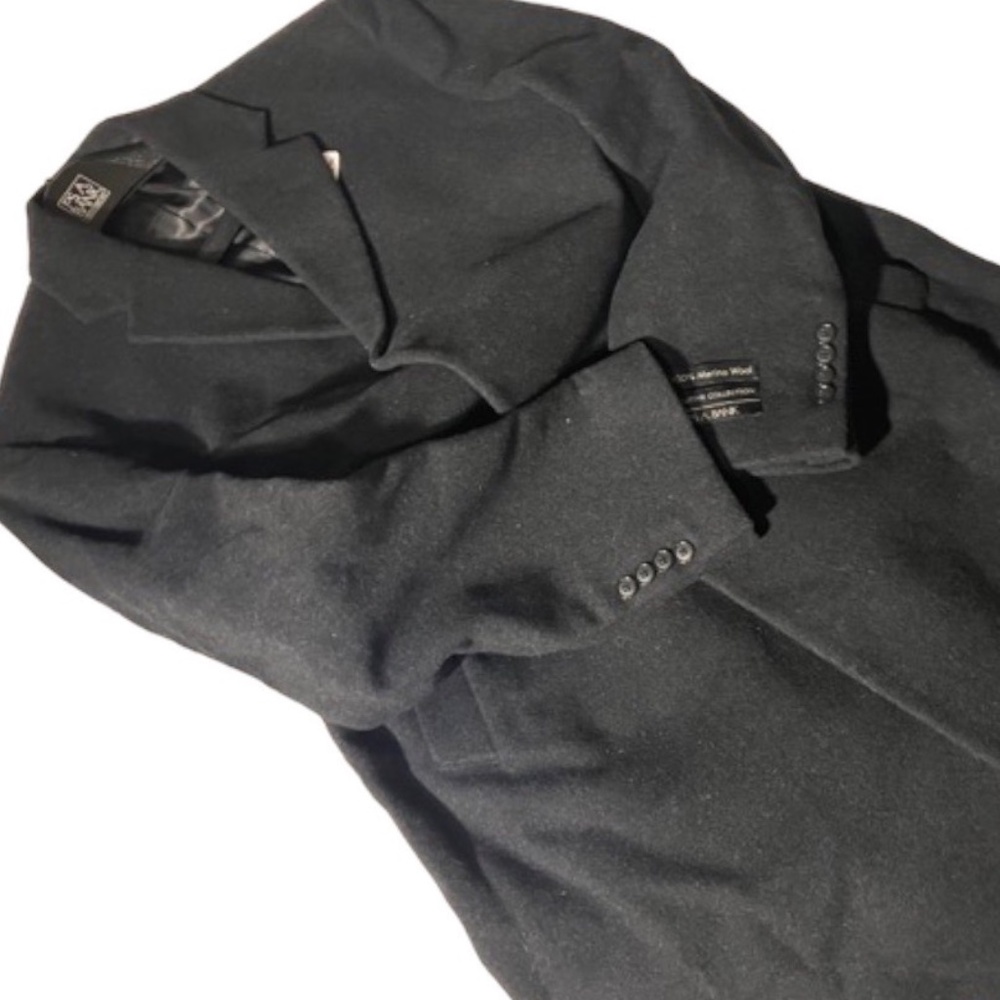 Jos A Bank Dark Grey Merino Wool Mans Executive Over Top Coat Dress 40reg